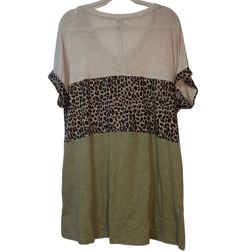 NWT Umgee Linen Blend Cheetah Print Lightweight Boho T-shirt Mini Dress S - Picture 12 of 12